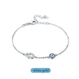 Bracelet en Argent Sterling avec Charms Hamsa et Œil Protecteur