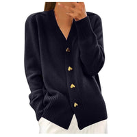 Pull d'Automne à Col en V et Boutons pour Femme