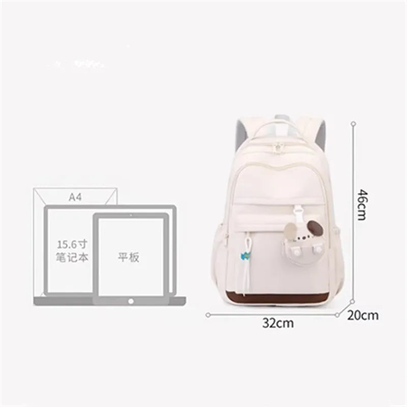 Girls' College Style Oxford Large Capacity Zippered Backpack