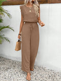 Ensemble Femme Été Haut Sans Manches Col O Pantalon Élastique