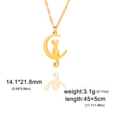 Collier avec pendentif Chaton Lune en Acier Inoxydable