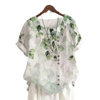 Blouse Blanche Été Rétro en Coton et Chanvre
