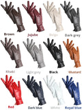Gants Cuir Véritable Femme Hiver Fins Toucher Écran Doublure Velours Court