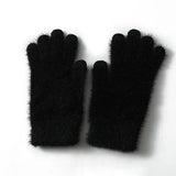 Gants En Cachemire Femme Hiver Tricotés Chauds Tactiles Cinq Doigts