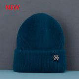 Bonnet Hiver Femme en Fourrure de Lapin Tricoté Chaud Style Minimaliste