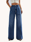 Jean uni pour femmes, coupe droite et jambes larges