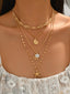 Boho Golden Ocean Layered Necklace - Seashells & Starfish