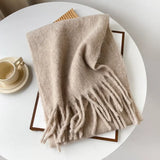 Écharpe Femme Hiver Mohair Mélangé Rose Style Simple et Doux Chaud Longue