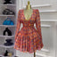 Robe Élégante à Imprimé Floral avec Col V