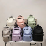 Black Large Capacity Nylon Backpack Simple Style for High School and College