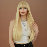 Perruque Longue Blonde Synthétique Densité 150 Pour Femme Cosplay
