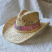 Chapeau de cowboy en paille naturelle