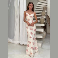 Robe d'été élégante à imprimés étoile de mer et coquillages