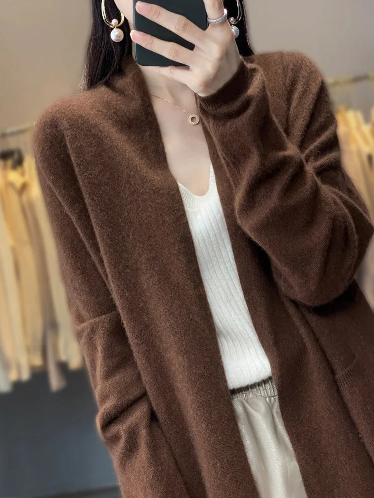 Cardigan long en laine pour femme