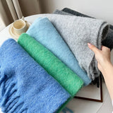 Écharpe Femme Hiver Mohair Mélangé Rose Style Simple et Doux Chaud Longue