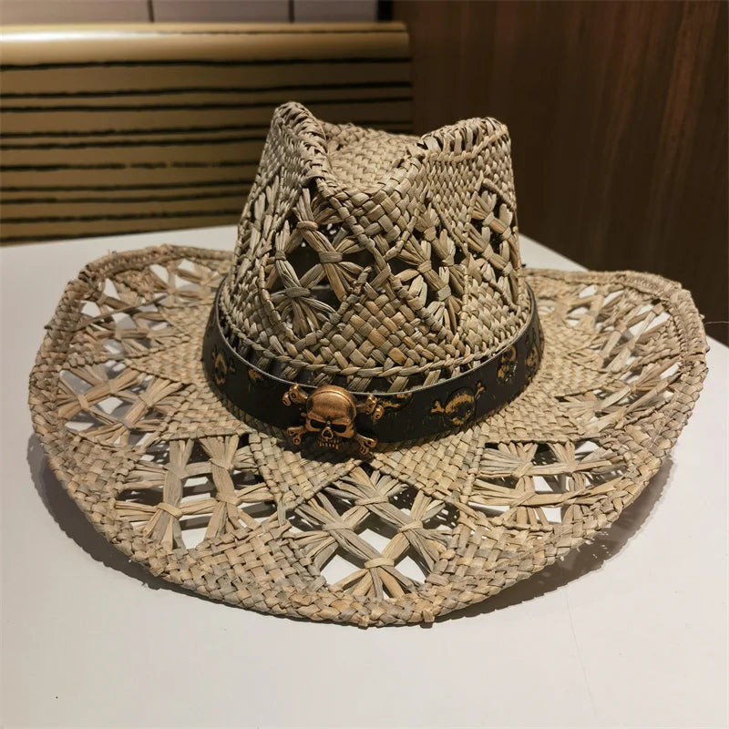 Chapeau de soleil en paille style cow-boy