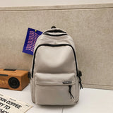 Black Large Capacity Nylon Backpack Simple Style for High School and College