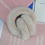 Cache-Oreilles Femme Style Hiver en Fourrure Naturelle de Lapin Rex Doux