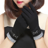 Gants Femme Hiver Vintage en Acrylique et Polyester avec Nœud Tactile