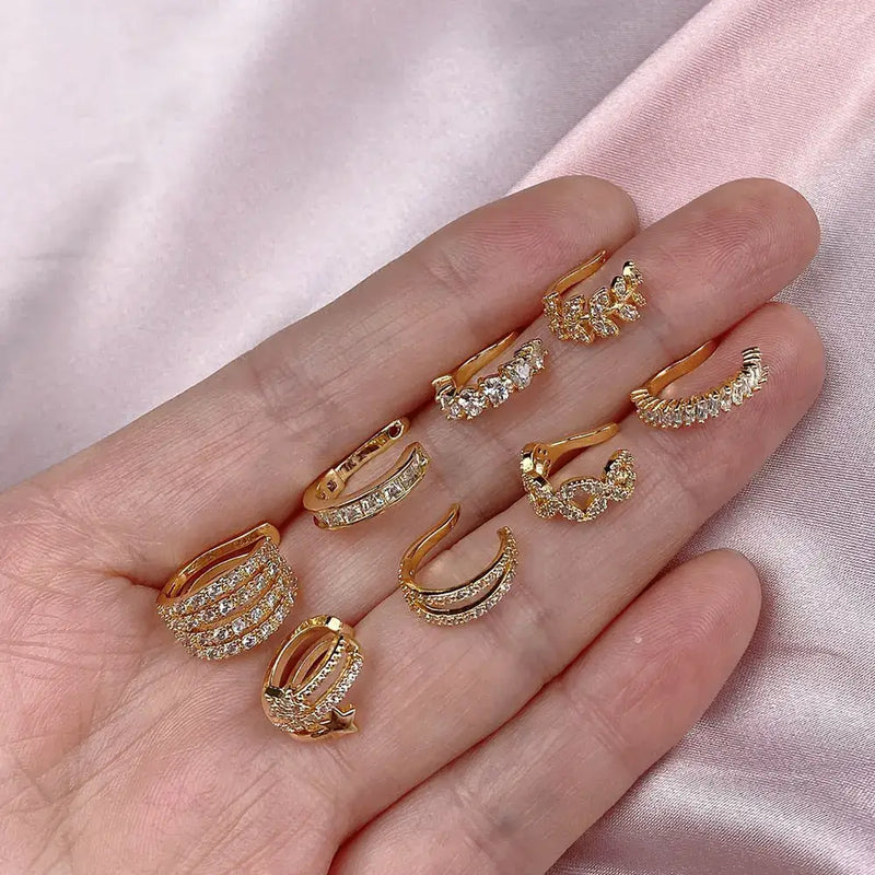 Boucles d'oreilles clip-on géométriques en forme de feuille