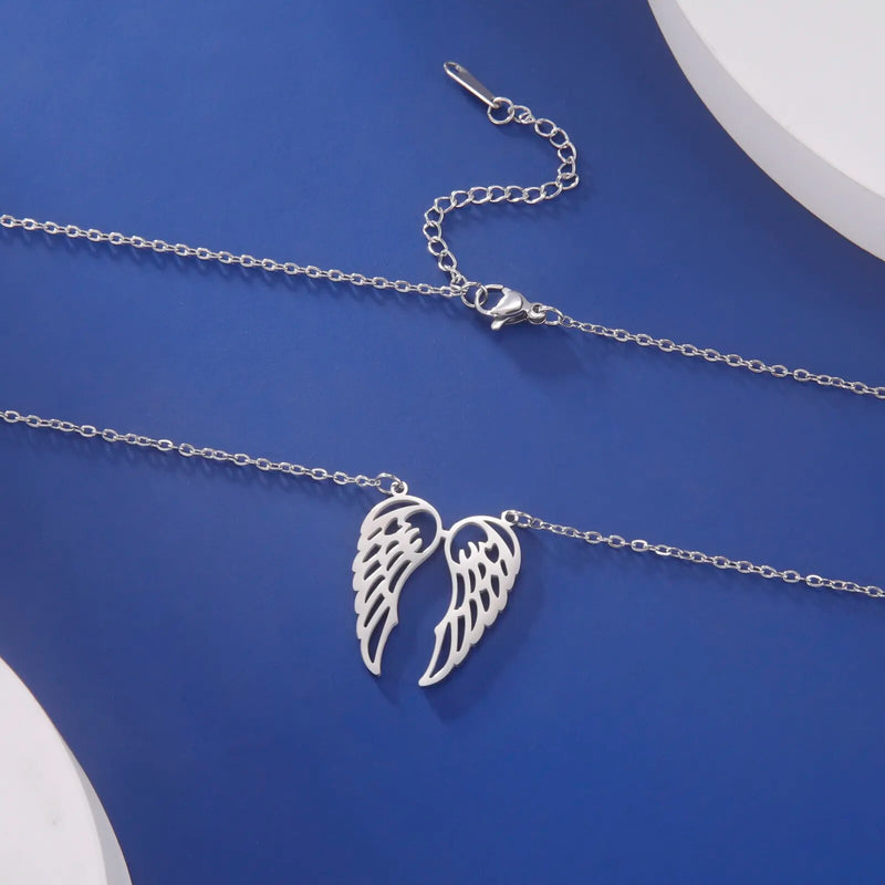 Stainless Steel Angel Wings Pendant Necklace