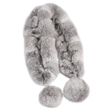 Écharpe Femme en Fourrure de Lapin Véritable Style Hiver avec Pompons Chauds