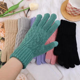 Gants D’Hiver Femme En Laine Tricotée À Écran Tactile Rembourrés Poignet Court