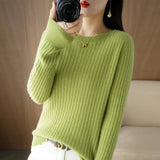 Pull Chaud à Manches Longues avec Col Rond et Motifs Rayés
