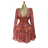 Robe Élégante à Imprimé Floral avec Col V