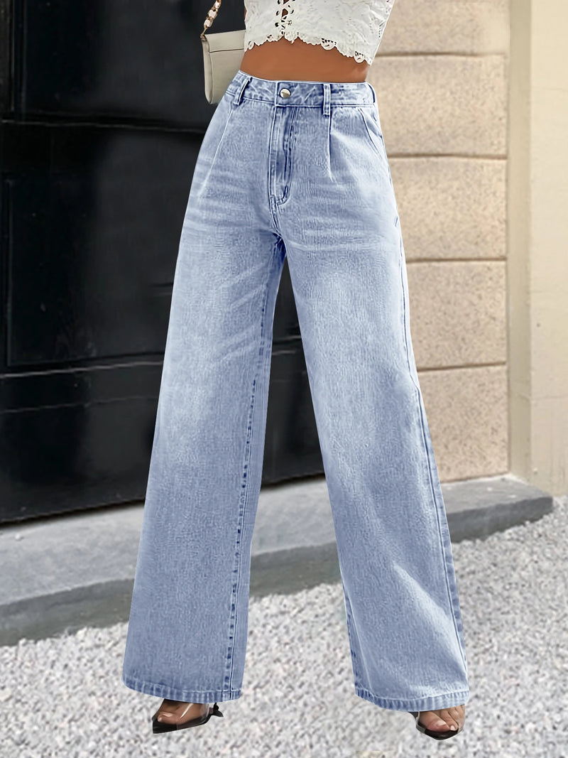 Jean large à taille mi-haute pour femme avec motif de barbe de chat
