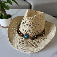 Chapeau Bohème en Paille pour Femme – Style Vintage Été et Plage