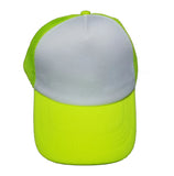 Casquette trucker maille vert fluo et blanc unie, vue de face