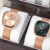 Montres POEDAGAR femme cadran carré or rose et vert