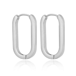 Boucle d'Oreille Géométrique en Acier Inoxydable avec Zircon Cubique