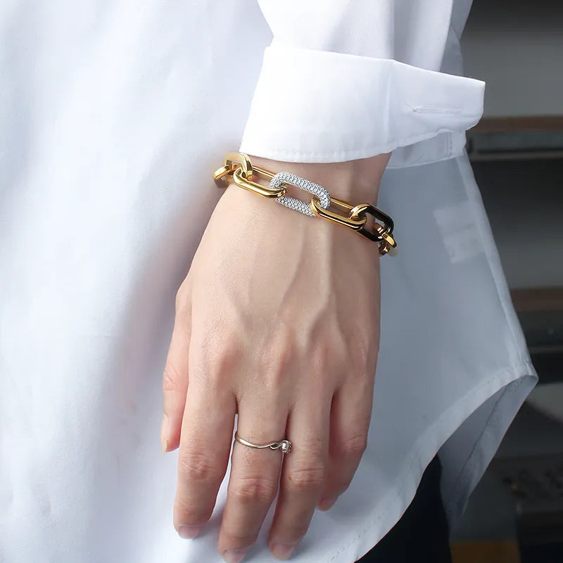 Gold Crystal Chain Bracelet for Women