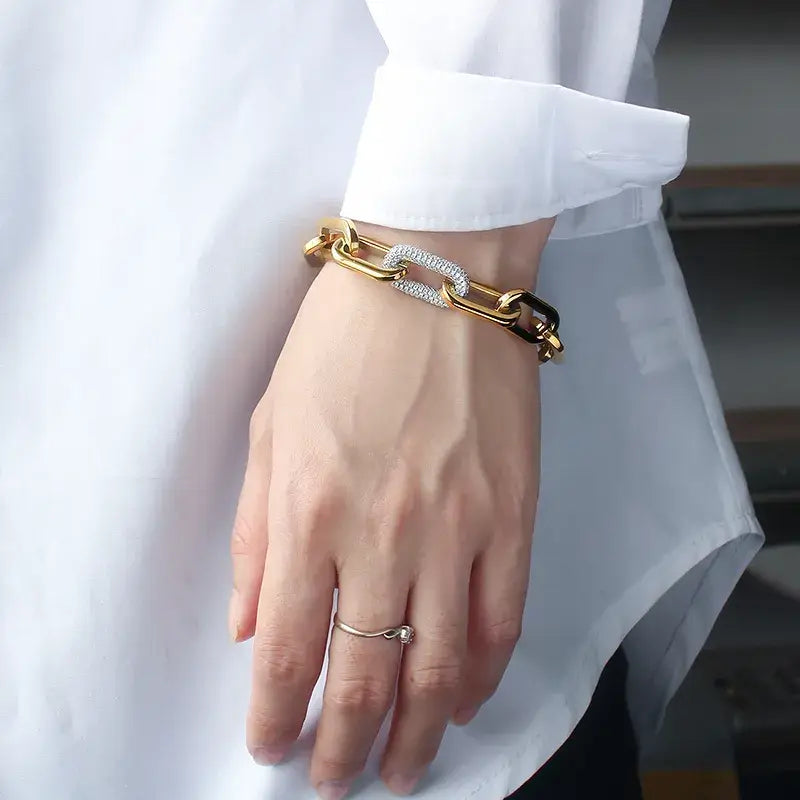 Bracelet Chaîne Cristal Doré pour Femmes