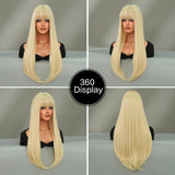 Perruque Longue Blonde Synthétique Densité 150 Pour Femme Cosplay