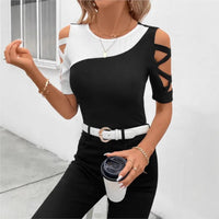 Blouse Élegante à Col Rond avec Découpes
