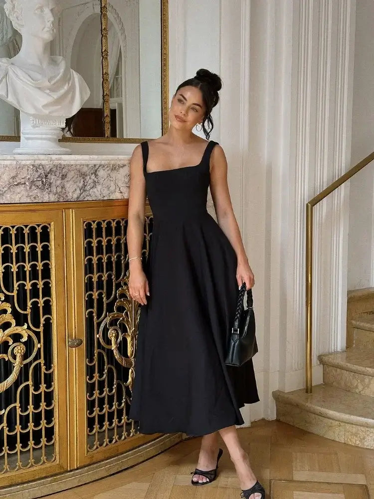 Robe Chic Sans Manches Élégante et Plissée