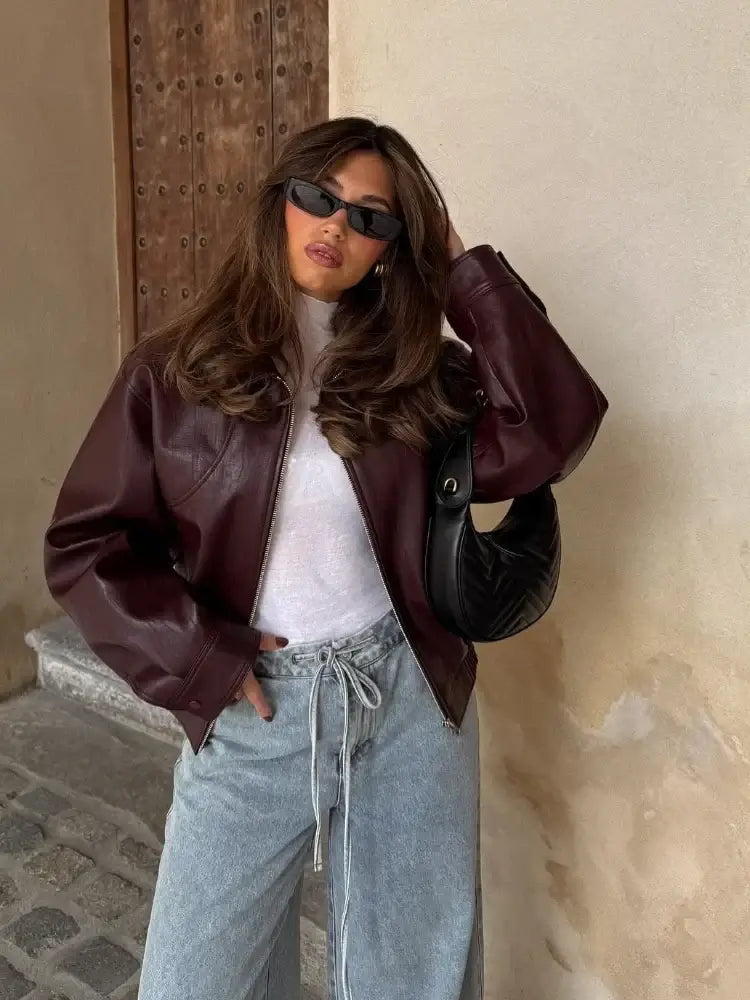 Veste en cuir PU élégante pour femmes