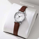 Montre femme bracelet cuir marron cadran blanc