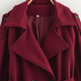 Manteau Long Femme Laine Style Rétro Double Boutonnage Hiver