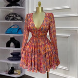 Robe Élégante à Imprimé Floral avec Col V