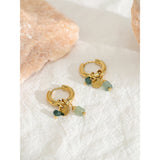 Boucles d'oreilles en or plaqué avec charms en pierre naturelle
