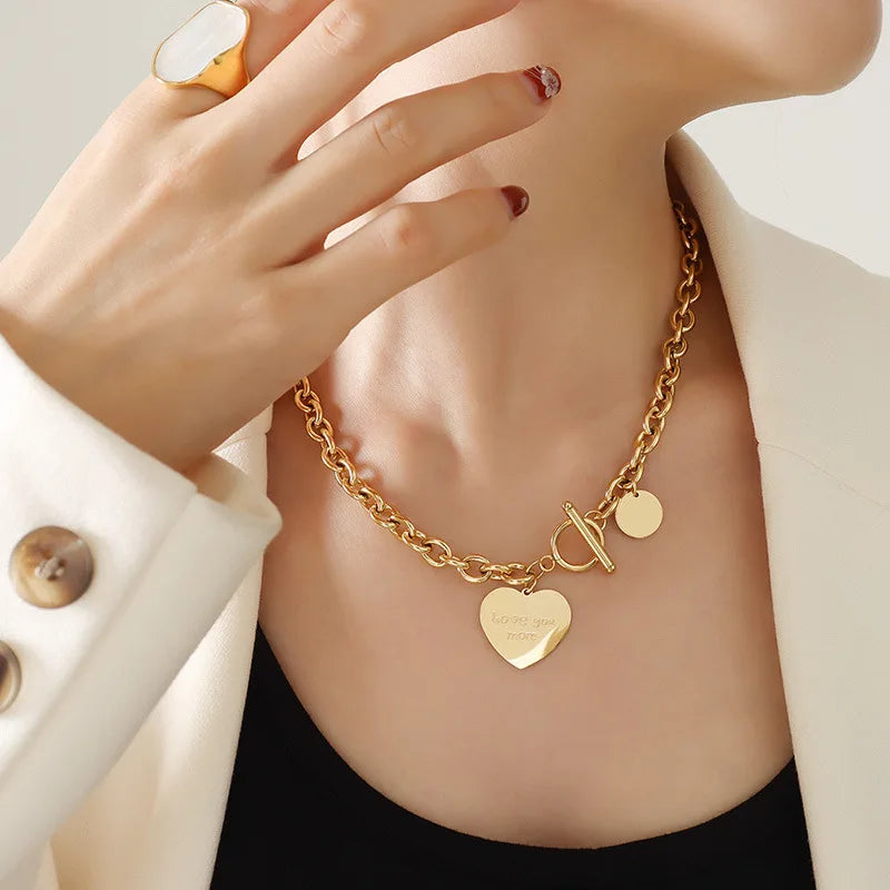 Collier Hip-Hop Épais avec Pendentif Coeur