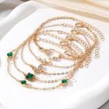 Conjunto de Pulseras con Piedra Cristal Verde