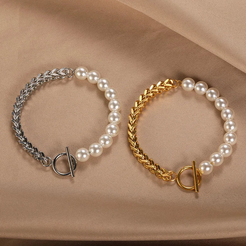 Bracelets de perles cubaines en acier inoxydable avec pendentif cœur.