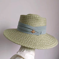 Chapeau en paille d'été à bord plat pour femme
