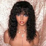 Wig BOB ondulée avec frange en cheveux humains