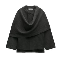 Veste Tricotée Femme Asymétrique avec Écharpe